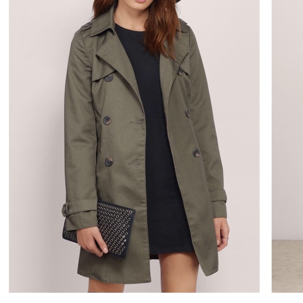 Olive green trench coat